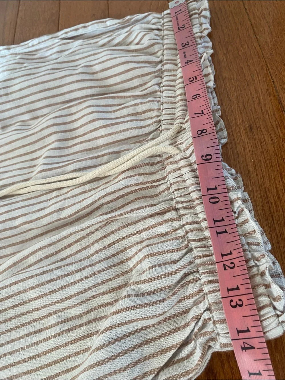 Saltwater Luxe NWT Almond Stripe Wide Leg Drawstring Pants Linen Blend M - Picture 13 of 16